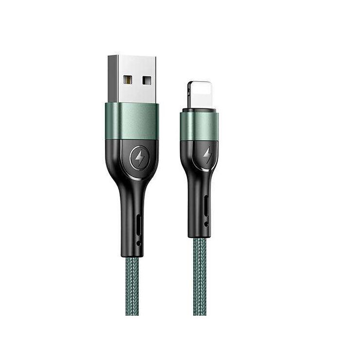 USAMS Braided USB To Lightning Fast Charging Cable Data Cord US-SJ448 U55 For iPhone 14 13 12 11 XS Pro Max iPad - 1m, Green