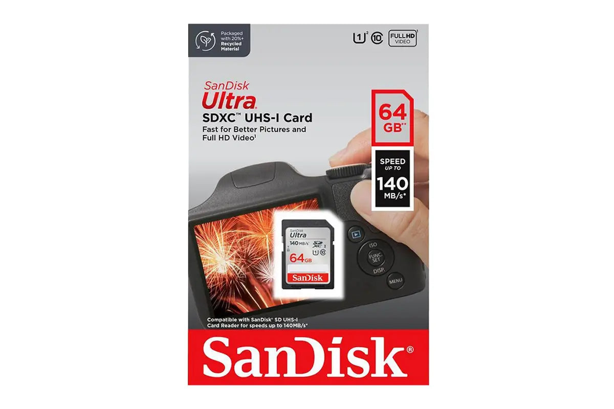 SanDisk 64GB SD Ultra SDXC UHS-I Memory Card 140MB/s C10 U1 SDSDUNB-064G