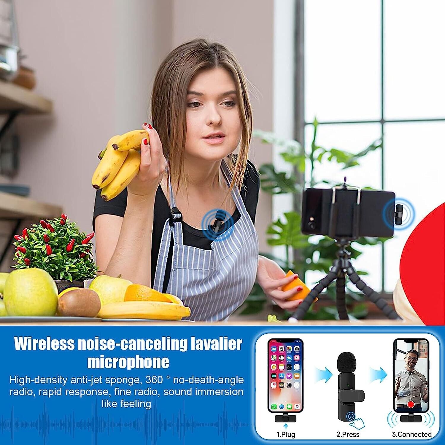 Wireless Lavalier Microphone Mic For Apple Phone iPhone iPad Vlog Live Stream