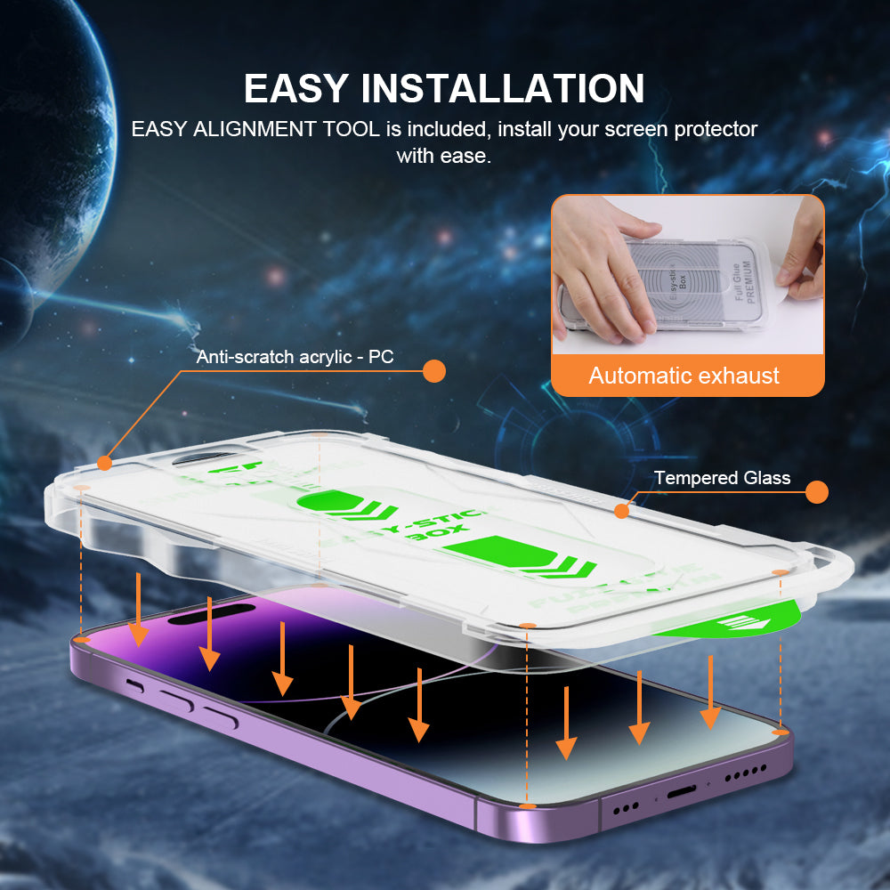 Everlab Easy Installation Auto Fill Tray Clear Screen Protector Tempered Glass For iPhone 12 13 14