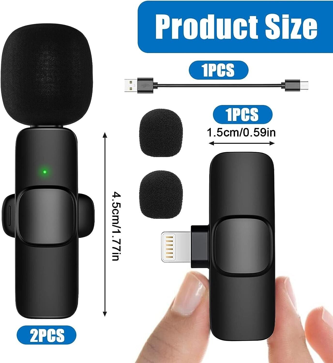 Wireless Lavalier Microphone Mic For Apple Phone iPhone iPad Vlog Live Stream