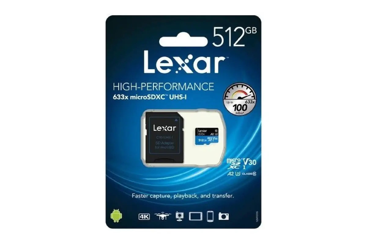 Lexar High Performance 512GB Micro SD Card SDXC 100MB/S Mobile Camera 4K Video