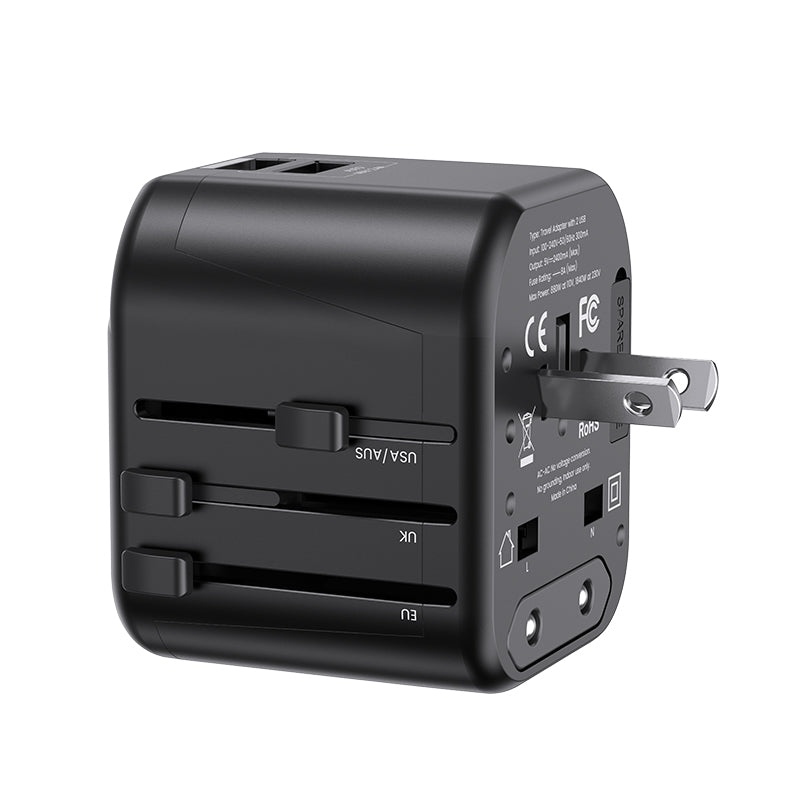 USAMS 12W Universal International Travel Plug 3 USB Power Adapter (US/AU/EU/UK)