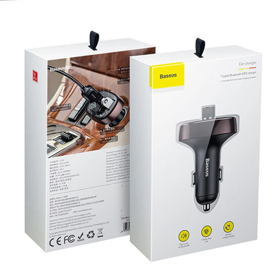 Baseus Handsfree Bluetooth FM Transmitter MP3 Car Charger T-Typed CCALL-TM01
