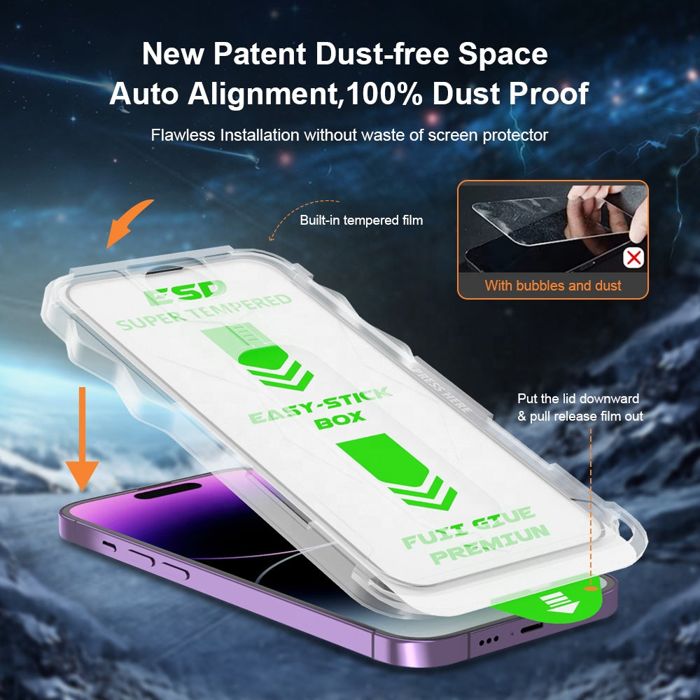 Everlab Easy Installation Auto Fill Tray Clear Screen Protector Tempered Glass For iPhone 12 13 14