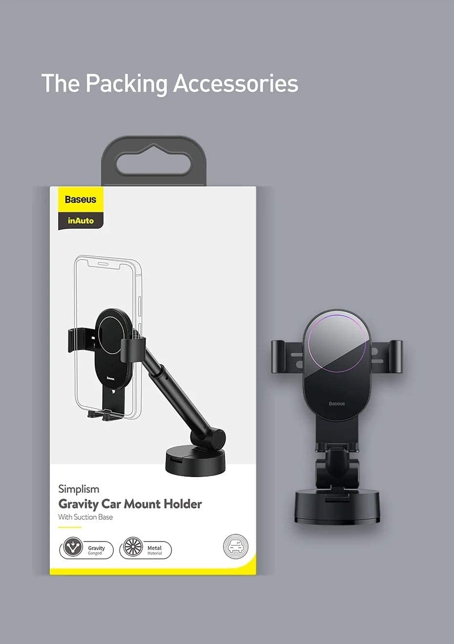 Baseus 360° Car Phone Holder Dashboard Windscreen Mount Multi-Angle Simplism Series For Navigation Maps Handsfree