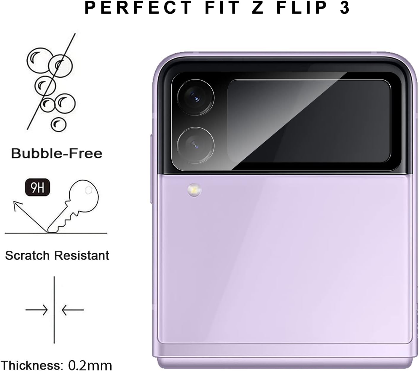 Nuglas Camera Lens Tempered Glass Protector Frame For Z Flip 3