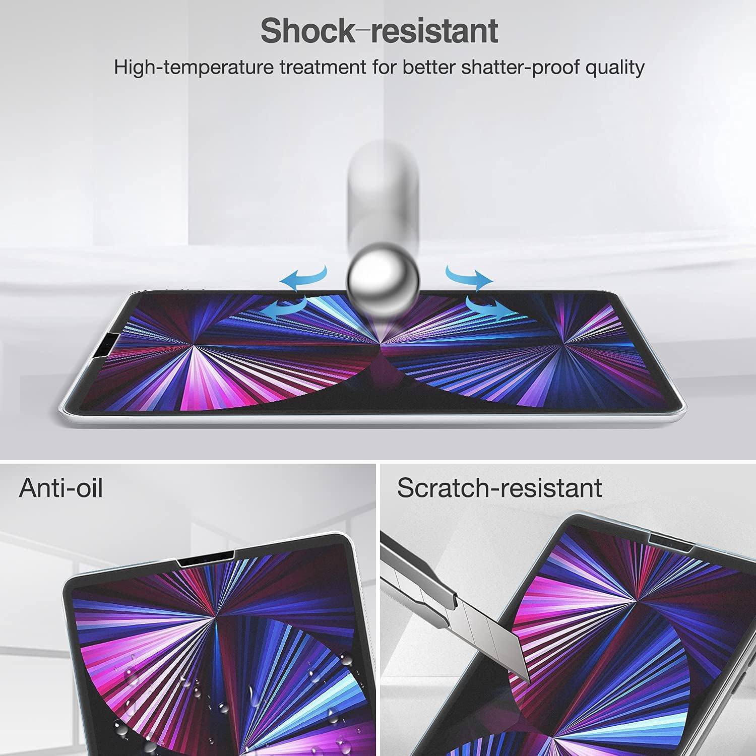 Nuglas Premium Tempered Glass Clear Screen Protector For iPad Pro Air Mini