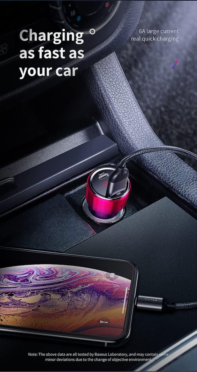 Baseus 45W Handsfree Bluetooth FM Transmitter MP3 Magic Series Car Charger USB & Type C Dual Charging Port