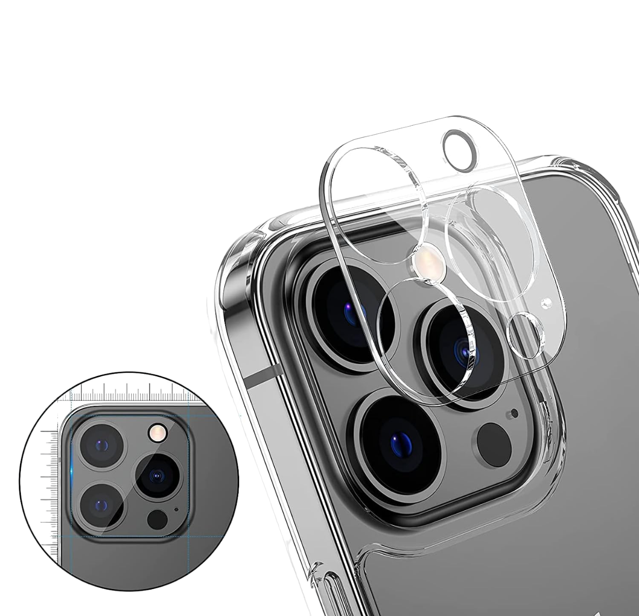 Nuglas Clear Tempered Glass Camera Lens Protector Frame For iPhone 14 13 12 11 XS