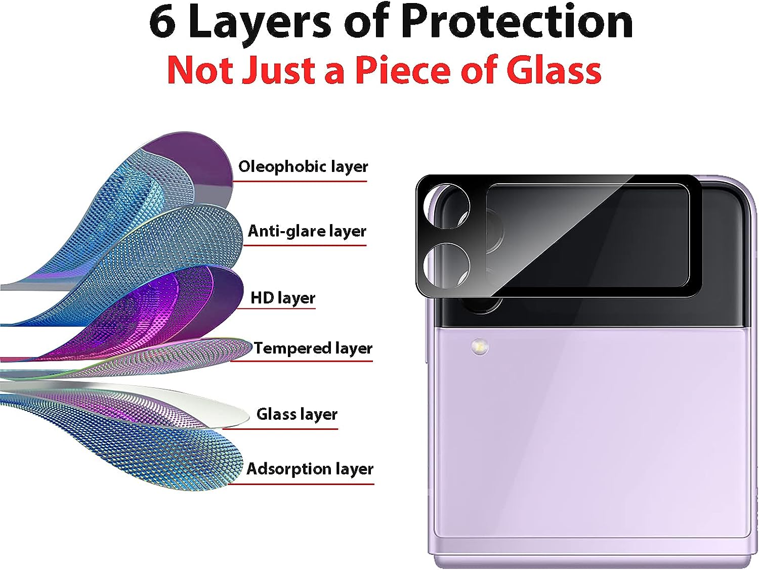 Nuglas Camera Lens Tempered Glass Protector Frame For Z Flip 3