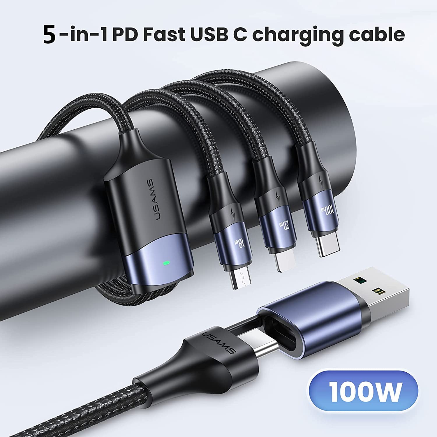 USAMS 3 in 1 USB Fast Charging Cable 3.5A Multi Charge Cord For iPhone Samsung