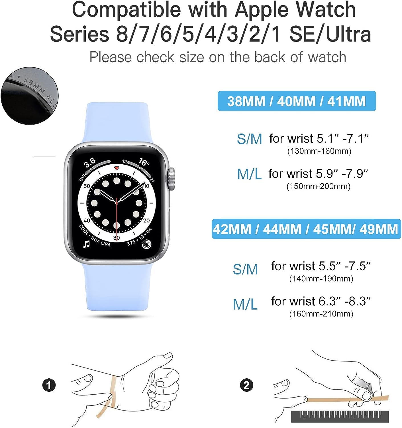 Everlab Apple Watch 8 7 6 5 SE 4 3 Silicone Replacement Adjustable Strap 49 45 44 42 40mm