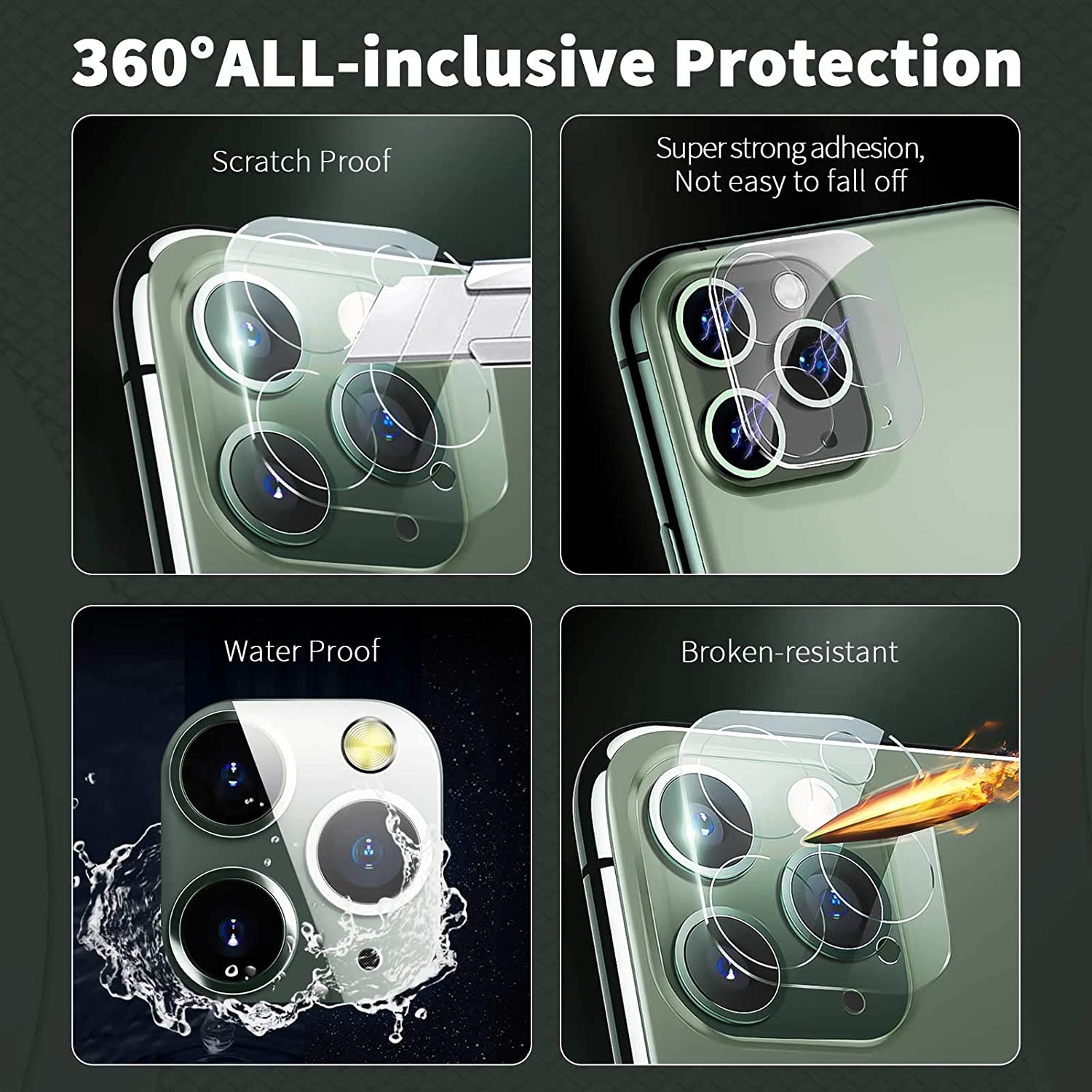 Nuglas Clear Tempered Glass Camera Lens Protector Frame For iPhone 14 13 12 11 XS