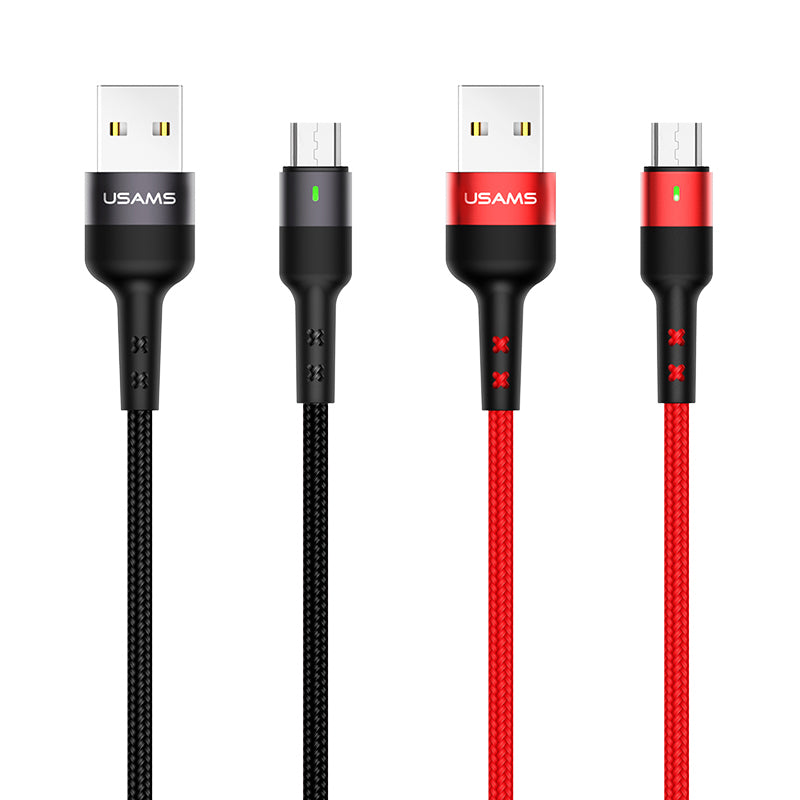 USAMS LED Braided USB To Micro USB Data Charger Cable Cord For Android Samsung (1.2m)