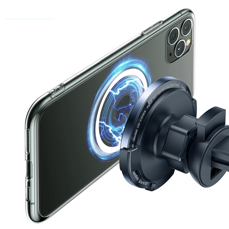 USAMS 15W Fast Car Vent Mount Holder Wireless Charger For iPhone MagSafe