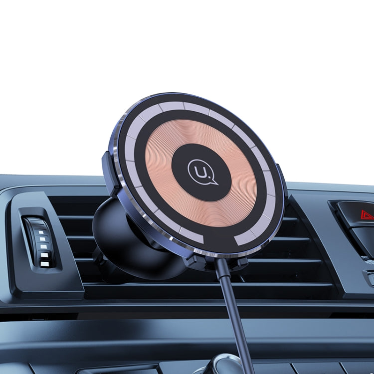 USAMS 15W Fast Car Vent Mount Holder Wireless Charger For iPhone MagSafe