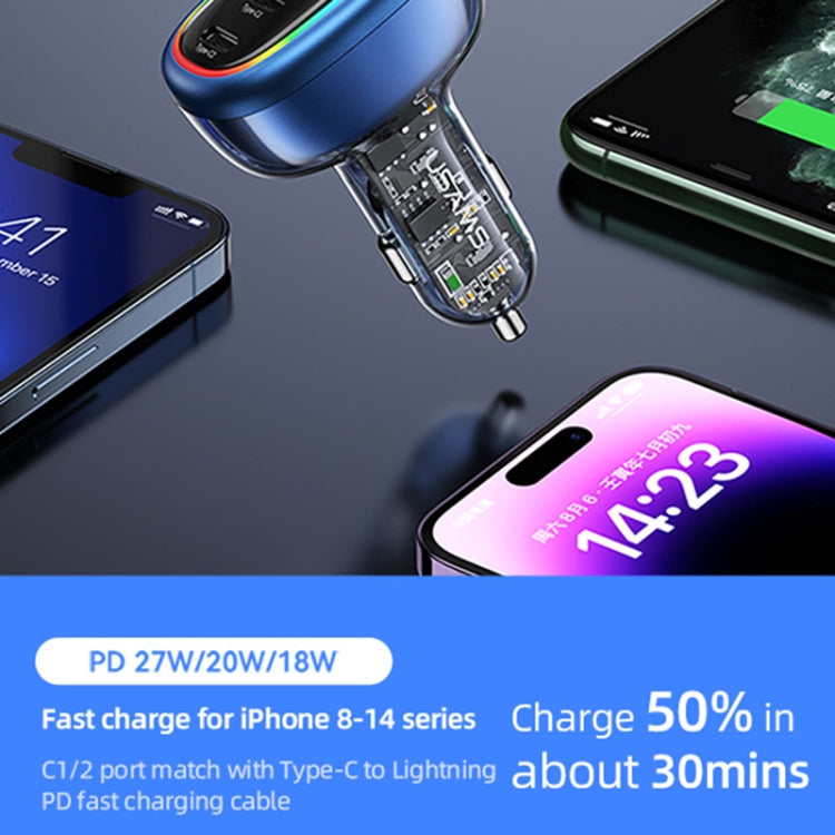 Usams 120W 4 Port USB & Type C Fast Car Charger USB Quick Charger QC3.0 Adapter