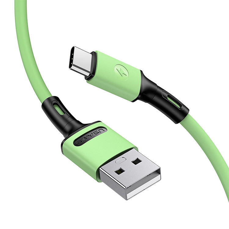 USAMS Silicone USB To Type-C Fast Charging Cable Data Cord For Samsung S24 S23 S22 S21 Ultra Plus iPhone 16 15 Pro Max iPad Pro 13 11 inch (1m)