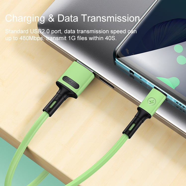 USAMS Silicone USB To Type-C Fast Charging Cable Data Cord For Samsung S24 S23 S22 S21 Ultra Plus iPhone 16 15 Pro Max iPad Pro 13 11 inch (1m)