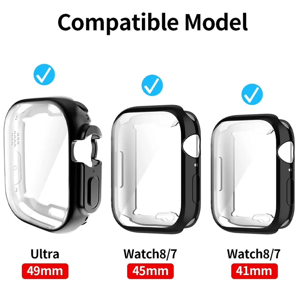 Everlab Apple Watch 49mm 45mm 44mm 42mm 41mm 40mm 38mm Shockproof Tempered Glass Case Glass 360 Cover
