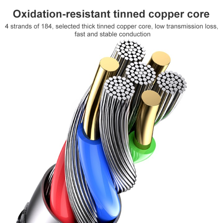 USAMS USB To Type C LED Charger Cable 3A Fast Charging Lead Data Cord - 1.2M