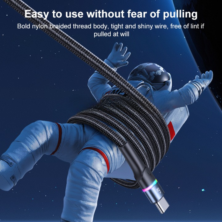 USAMS USB To Type C LED Charger Cable 3A Fast Charging Lead Data Cord - 1.2M