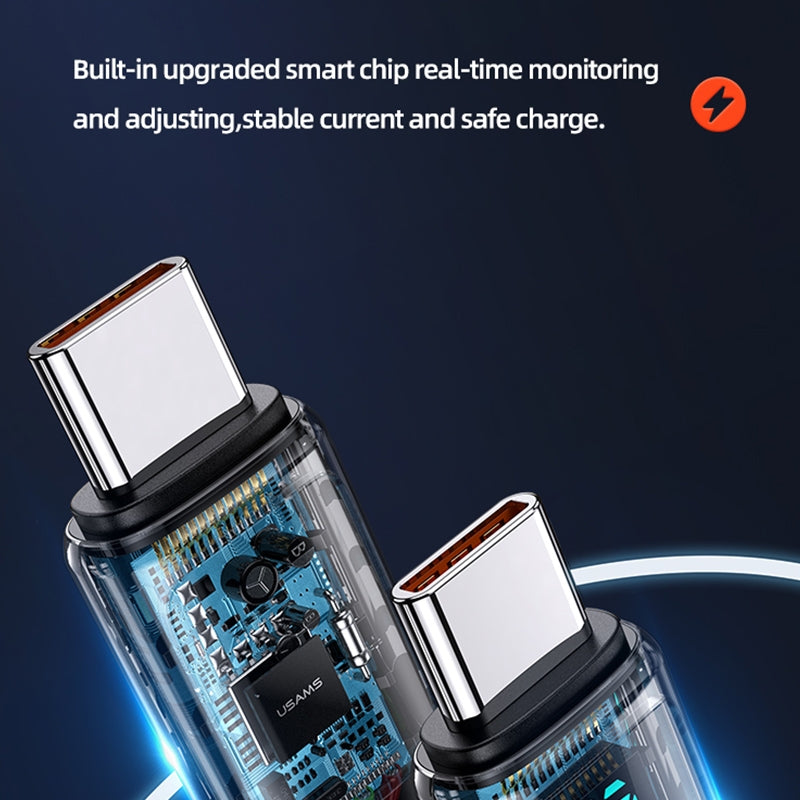 USAMS 100W USB-C To Type-C Fast Charging Cable Data Cord For Samsung MacBook