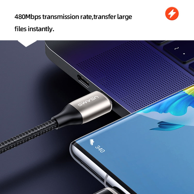 USAMS 100W USB-C To Type-C Fast Charging Cable Data Cord For Samsung MacBook