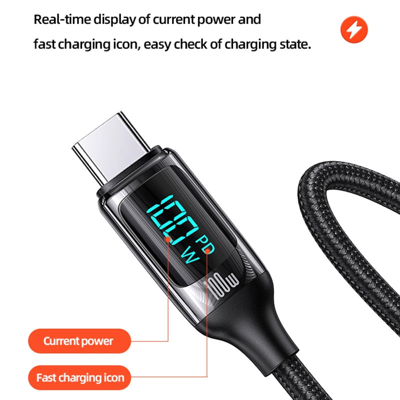 USAMS 100W USB-C To Type-C Fast Charging Cable Data Cord For Samsung MacBook