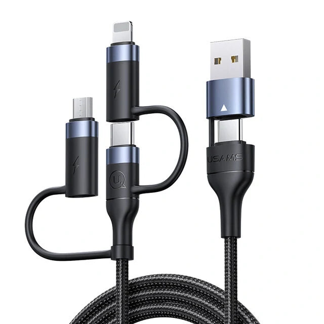USAMS 5 in 1 Data Cable USB Type-C To iPhone Micro Charger Multi Fast Charging
