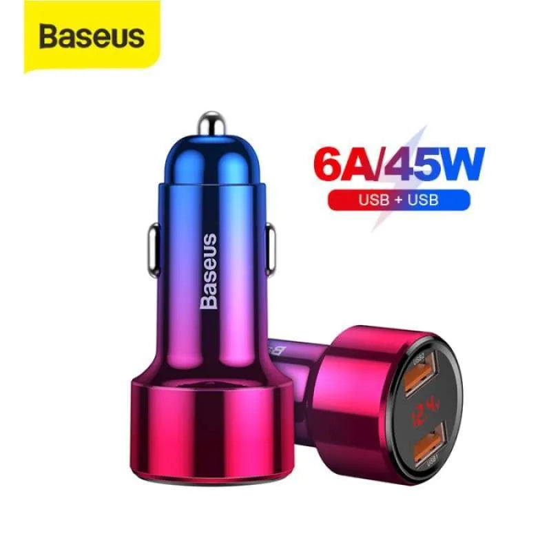 Baseus 45W Handsfree Bluetooth FM Transmitter MP3 Magic Series Car Charger USB Dual Charging Port