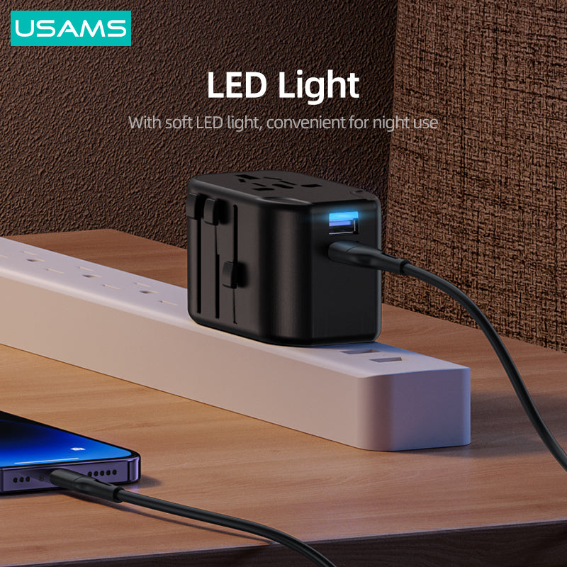 USAMS 12W Universal International Travel Plug 3 USB Power Adapter (US/AU/EU/UK)