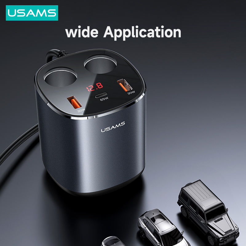 USAMS Dual USB Charger Cigarette Lighter Socket Splitter 12-24V Power Adapter