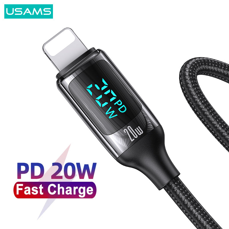 USAMS Braided USB Charging Cable Charger Data Cord For iPhone iPad Airpods