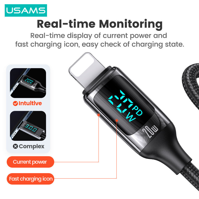 USAMS Braided USB Charging Cable Charger Data Cord For iPhone iPad Airpods