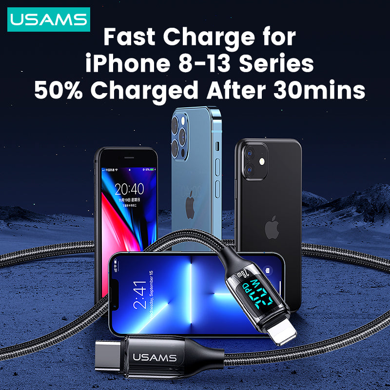 USAMS Braided USB Charging Cable Charger Data Cord For iPhone iPad Airpods