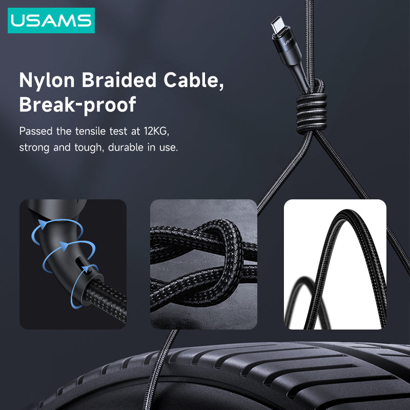 USAMS 2 in 1 Magnetic Fast Charging Cable Cord Charger For Type-C iPhone Samsung