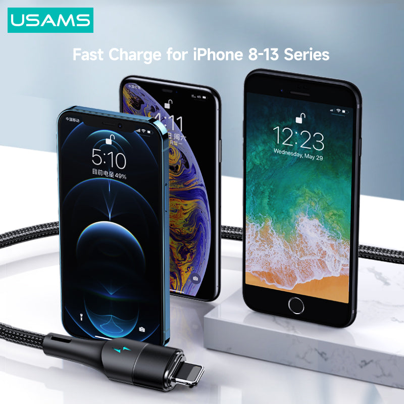 USAMS 2 in 1 Magnetic Fast Charging Cable Cord Charger For Type-C iPhone Samsung