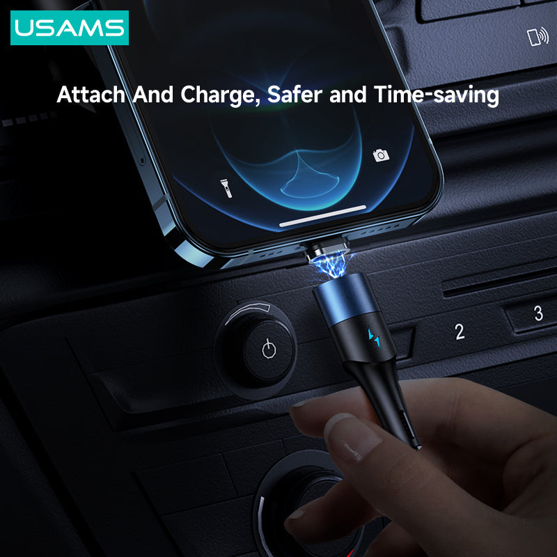 USAMS 2 in 1 Magnetic Fast Charging Cable Cord Charger For Type-C iPhone Samsung
