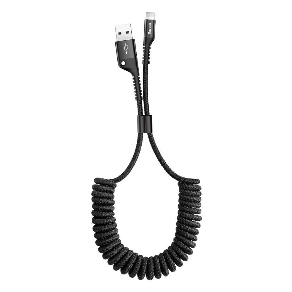 Baseus USB To Lightning Cable Nylon Charging Cable Charger Data Coiled Spiral For iPhone iPad