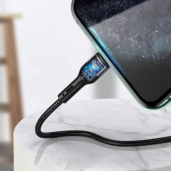 USAMS Braided USB To Lightning Fast Charging Cable Data Cord US-SJ448 U55 For iPhone 14 13 12 11 XS Pro Max iPad - 1m, Green