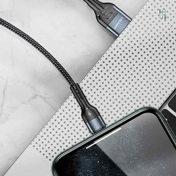 USAMS Braided USB To Lightning Fast Charging Cable Data Cord US-SJ448 U55 For iPhone 14 13 12 11 XS Pro Max iPad - 1m, Green