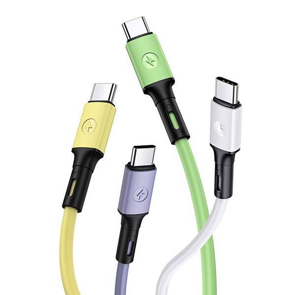 USAMS Silicone USB To Type-C Fast Charging Cable Data Cord For Samsung S24 S23 S22 S21 Ultra Plus iPhone 16 15 Pro Max iPad Pro 13 11 inch (1m)