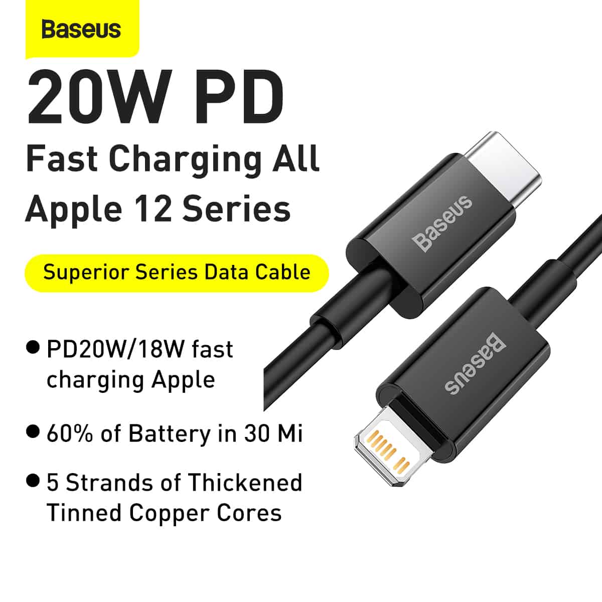 Baseus 20W PD USB Type-C To Lightning Charging Cable Superior Series For iPhone iPad