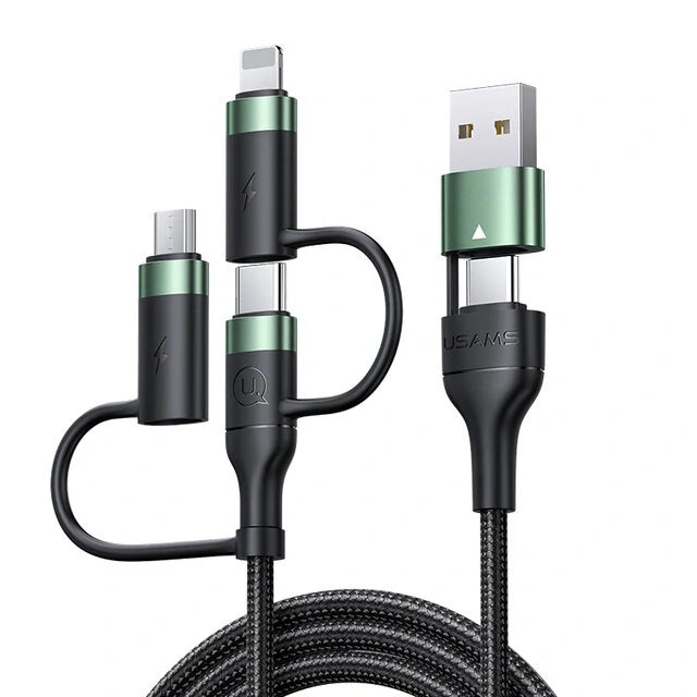 USAMS 5 in 1 Data Cable USB Type-C To iPhone Micro Charger Multi Fast Charging