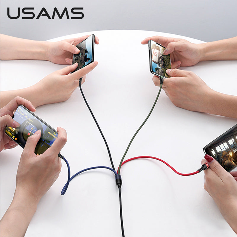 USAMS 4 in 1 Fast USB Charging Cable Multi Phone Charger Cord Type C Micro USB iPhone