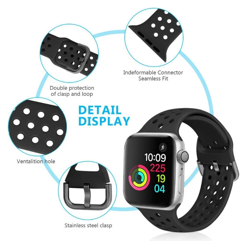 Everlab Sport Nike Silicone Band Replacement Strap For Apple Watch Series 8 7 6 5 4 3