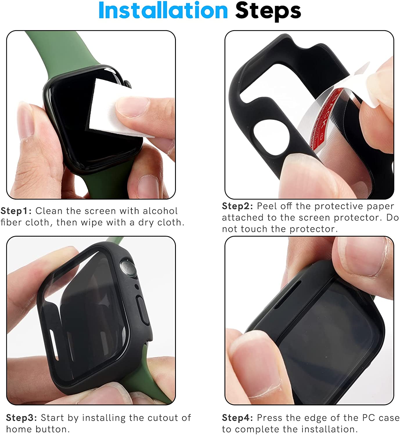 Everlab Apple Watch 49mm 45mm 44mm 42mm 41mm 40mm 38mm Shockproof Tempered Glass Case Glass 360 Cover