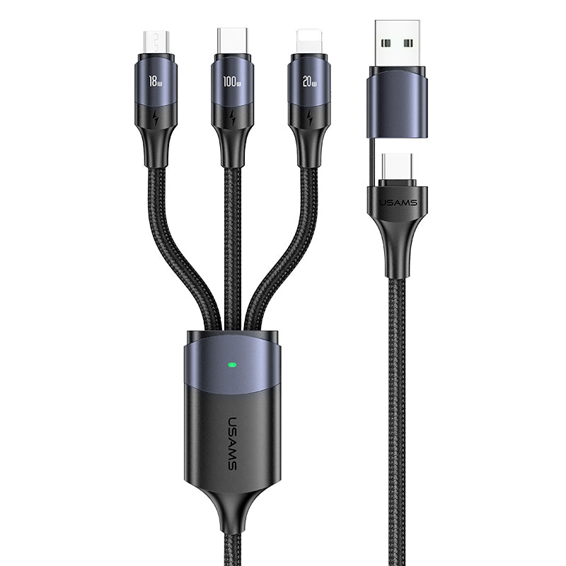 USAMS 3 in 1 USB Fast Charging Cable 3.5A Multi Charge Cord For iPhone Samsung